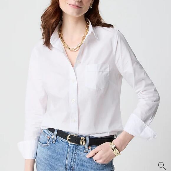 J. Crew Button-up Cotton Poplin Shirt In Signature Fit White NWT Size M - Picture 1 of 8